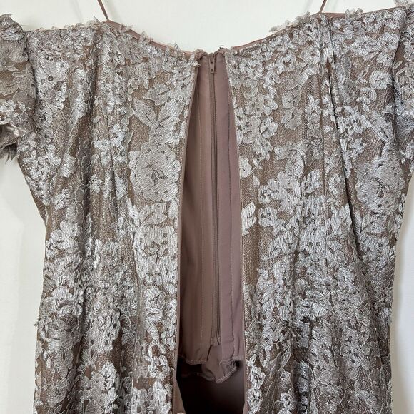 Rene Ruiz Neiman Marcus Sweetheart Metallic Lace Formal Dress Gold Women’s 18 - Picture 9 of 16
